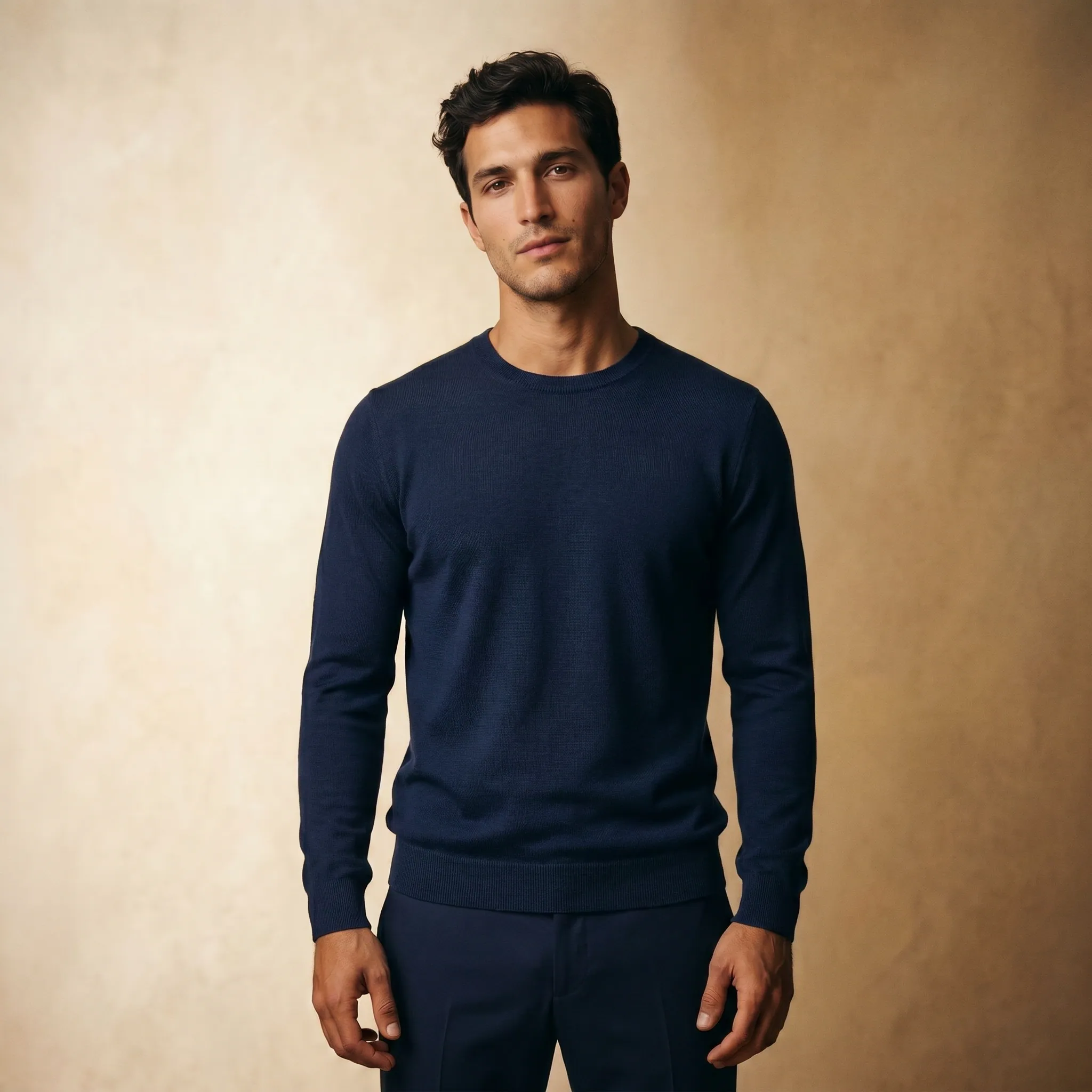 Essayage virtuel, pull crew neck navy